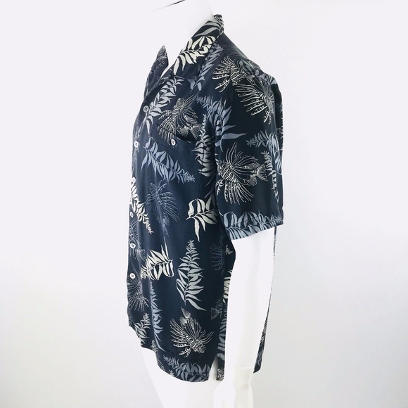 AFTCO Wyland Lionfish Floral Hawaiian Silk Shirt M - Picture 3 of 6